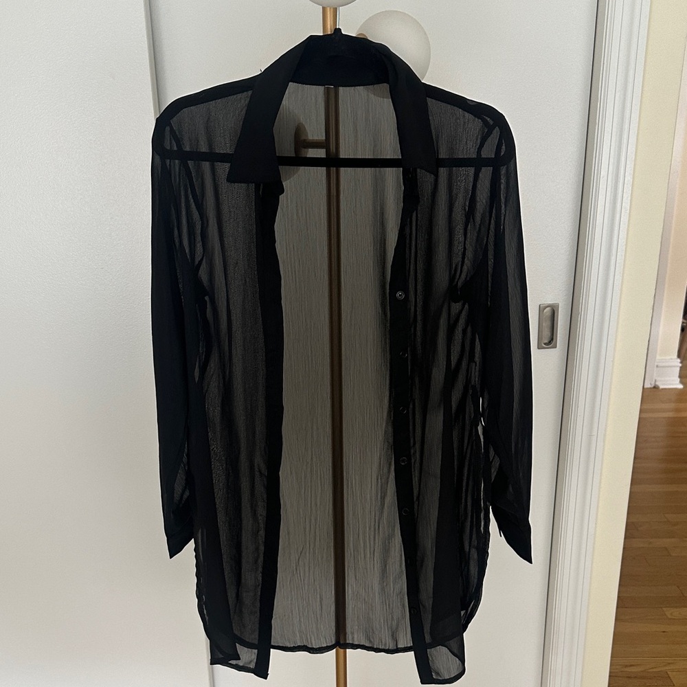 Sheer Black Button-Up Shirt